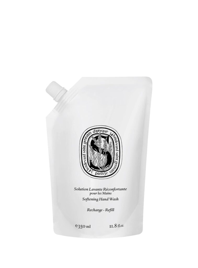 Softening Hand Wash Refill 350 ml de Diptyque en envase flexible blanco con tapón inclinado
