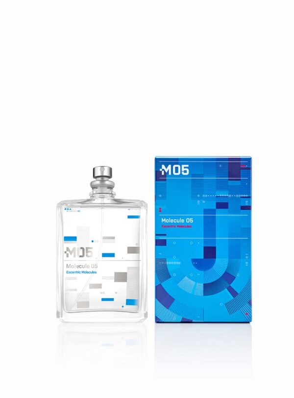 Perfume Molecule 05 de Escentric Molecules con estuche azul y frasco de 100 ml, disponible online en Papaduk Ibiza.