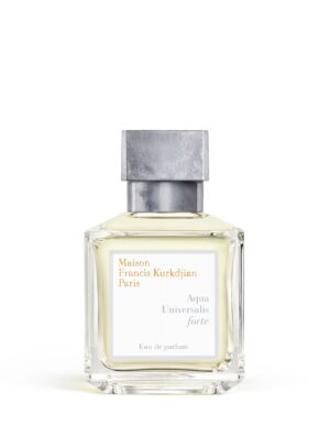 Aqua Universalis Forte Eau de Parfum de Maison Francis Kurkdjian en frasco transparente con líquido claro