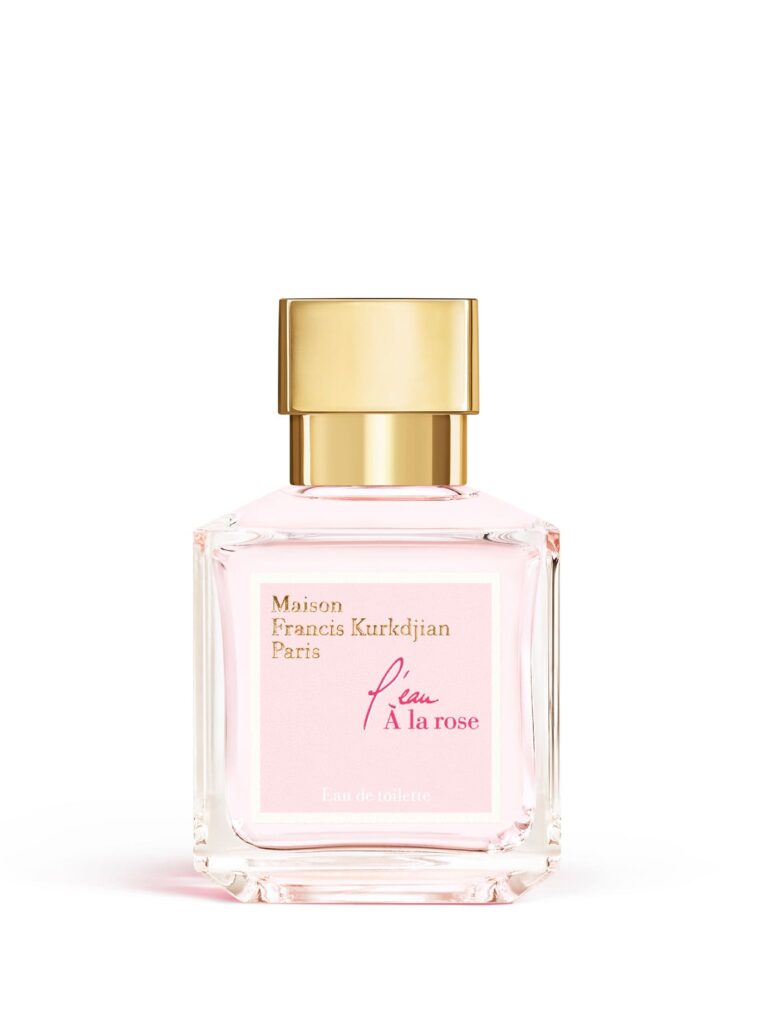 Eau à la Rose Eau de Toilette 70 ml by Maison Francis Kurkdjian in a pale pink bottle with a gold cap