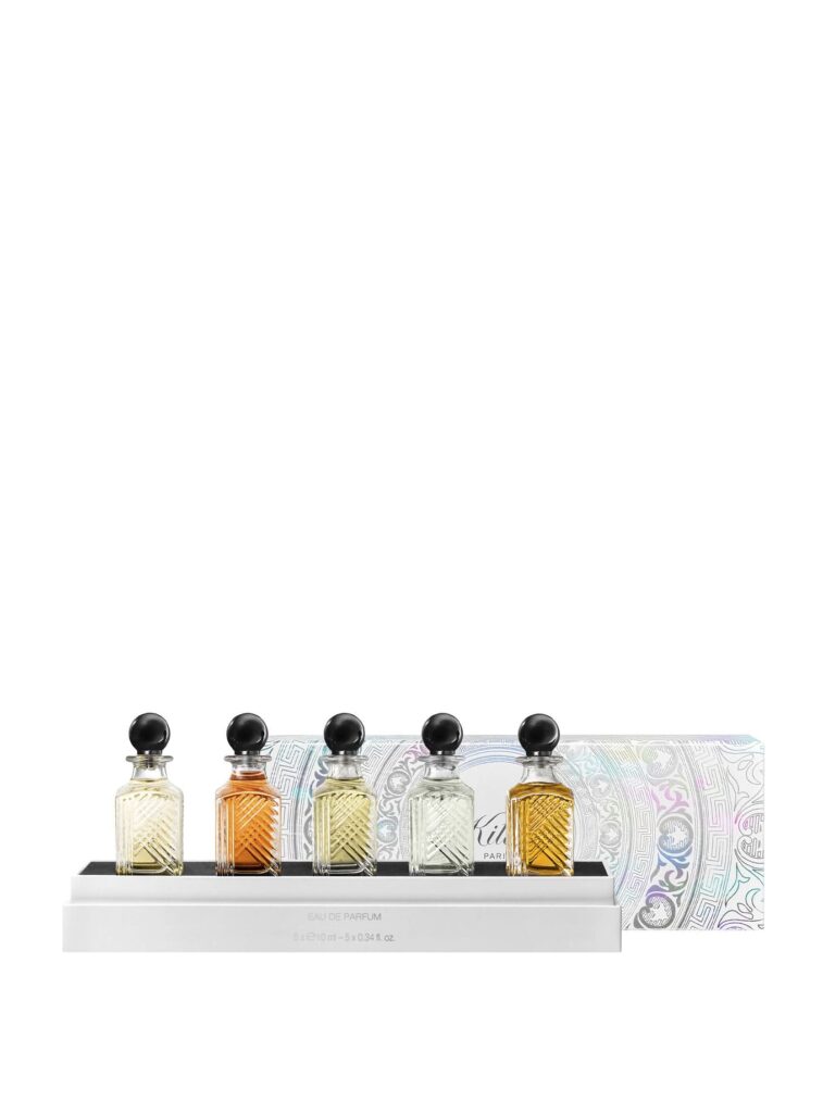 Kilian Paris miniature fragrance set with 5 x 10ml scents in elegant glass bottles, perfect for trying or gifting.