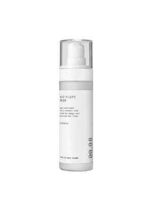 Leave-In Hair Cream 00.08 - Crema sin aclarado para el cabello, Mid/Night 00.00, 60 ml – Tratamiento para reparar y fortalecer la fibra capilar. Envase blanco con dosificador y texto en negro.