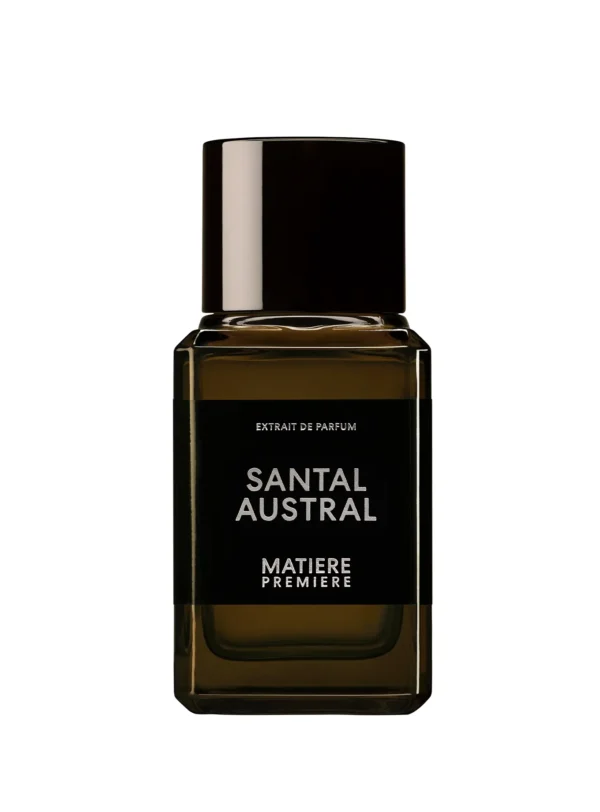 Matiere Premiere Santal Austral Extrait de Parfum - Frasco oscuro con líneas elegantes y etiqueta minimalista blanca que nombra Santal Austral.
