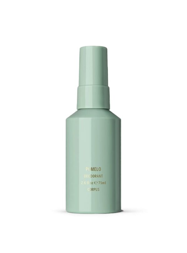 Desodorante en spray Corpus Pomelo de 75 ml, frasco verde claro minimalista con inscripción dorada.
