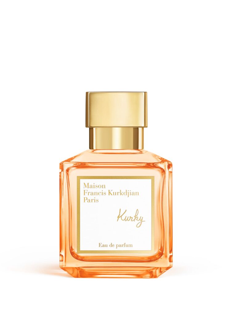 Maison Francis Kurkdjian Kurky Eau de Parfum in a coral bottle with a white and gold label