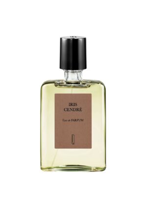 Fragancia Iris Cendré de Naomi Goodsir 50 ml, en frasco sobrio con etiqueta marrón y líquido ligeramente verdoso.