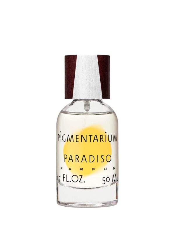 Frasco de perfume Pigmentarium Paradiso Limited Edition 50 ml sobre fondo blanco