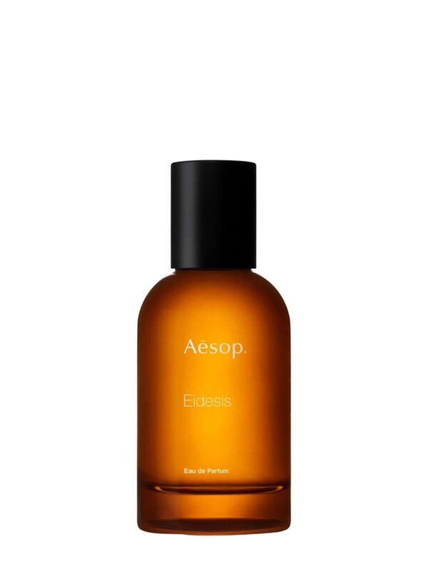 Imagen del perfume Eidesis de Aesop en formato de 50 ml, con frasco ámbar y tapón negro.