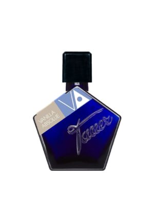 Perfume Vanilla Absolue de Tauer Perfumes con frasco azul y etiqueta gráfica – Papaduk Ibiza