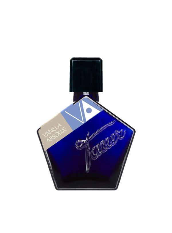 Perfume Vanilla Absolue de Tauer Perfumes con frasco azul y etiqueta gráfica – Papaduk Ibiza