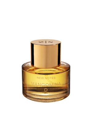 Frasco del perfume Mangomina D de New Notes con tapón dorado, aroma tropical y jugoso disponible en Papaduk Ibiza