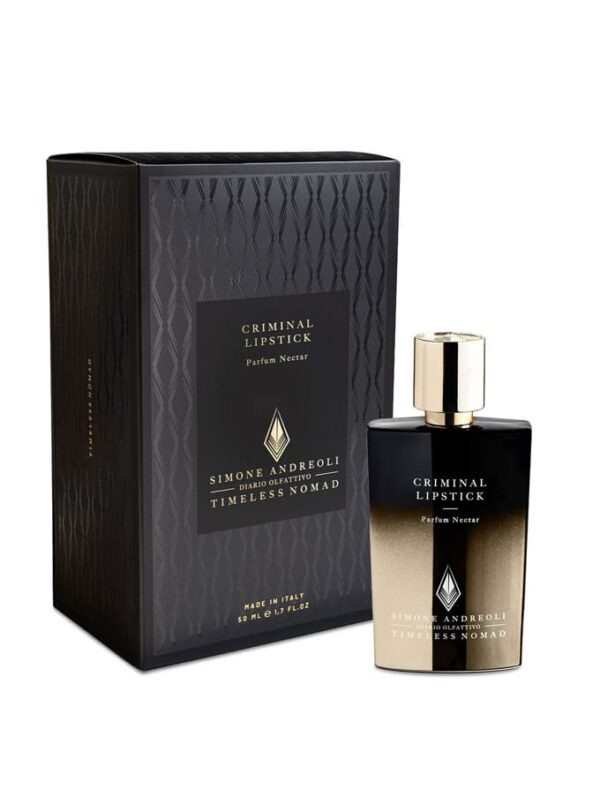 Perfume Criminal Lipstick de Simone Andreoli con estuche original, 50 ml, fabricado en Italia.
