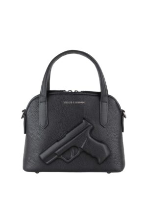 Bolso mini negro Vlieger & Vandam con asas y diseño de pistola en relieve - Papaduk Ibiza