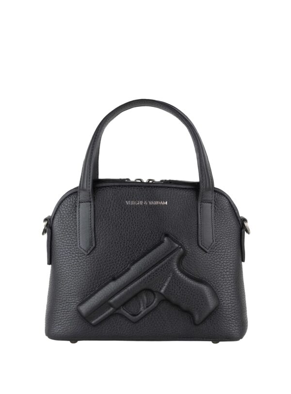 Bolso mini negro Vlieger & Vandam con asas y diseño de pistola en relieve - Papaduk Ibiza