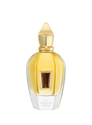 Perfume Xerjoff Pikovaya Dama 100 ml, frasco dorado con detalles transparentes y tapón dorado, fragancia elegante y sofisticada.