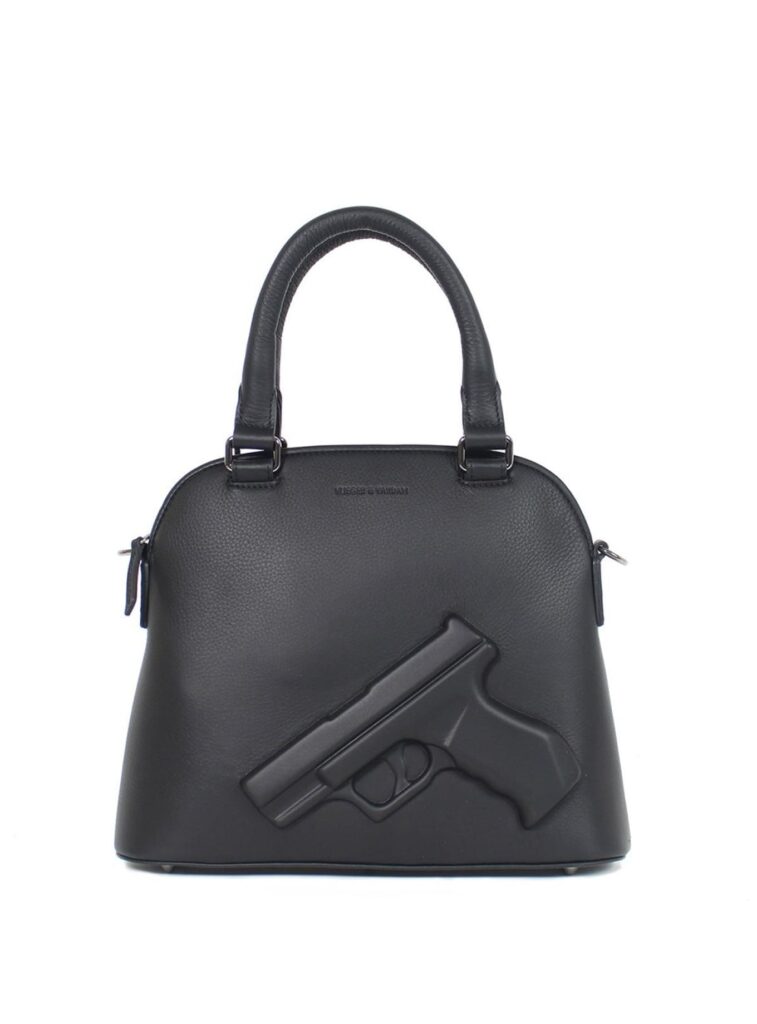 Classic Small Gun Black de Vlieger & Vandam bolso negro de piel con relieve en forma de pistola