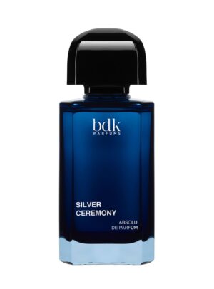 Perfume Silver Ceremony de BDK Parfums 100 ml, absolu de parfum en elegante frasco azul oscuro.