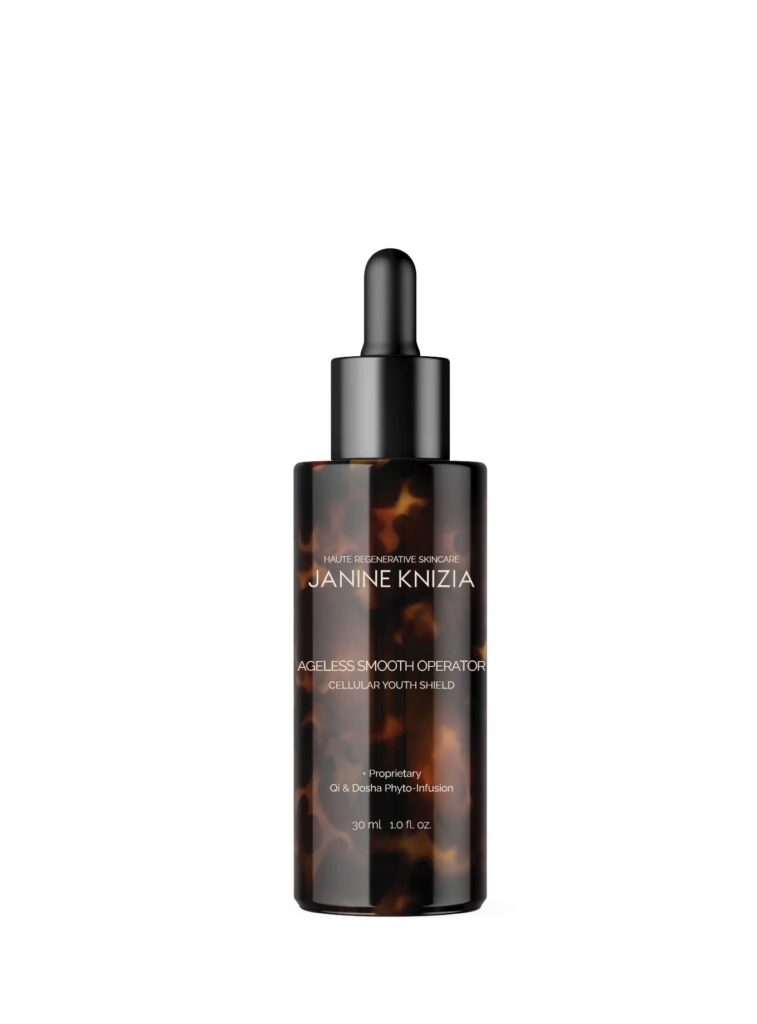 Ageless Smooth Operator Facial Elixir de Janine Knizia en formato sérum con cuentagotas, pensado para favorecer una piel de aspecto más uniforme y revitalizado.