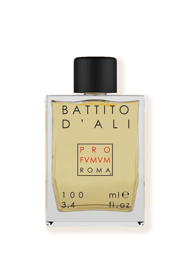 Perfume Battito d’Ali de Profumum Roma sobre fondo blanco en Papaduk Ibiza