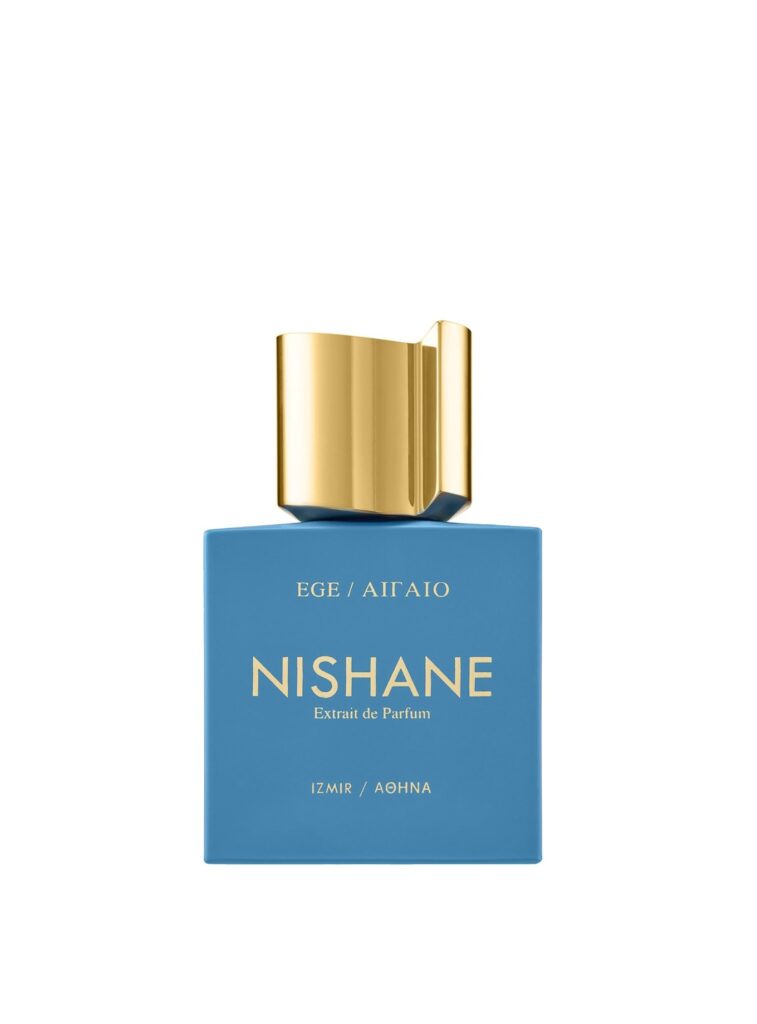 Frasco azul con tapón dorado de Ege Extrait de Parfum 100 ml de Nishane