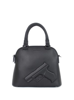 Purse Gun in Black de Vlieger & Vandam (bolso de piel negra) con pistola en relieve
